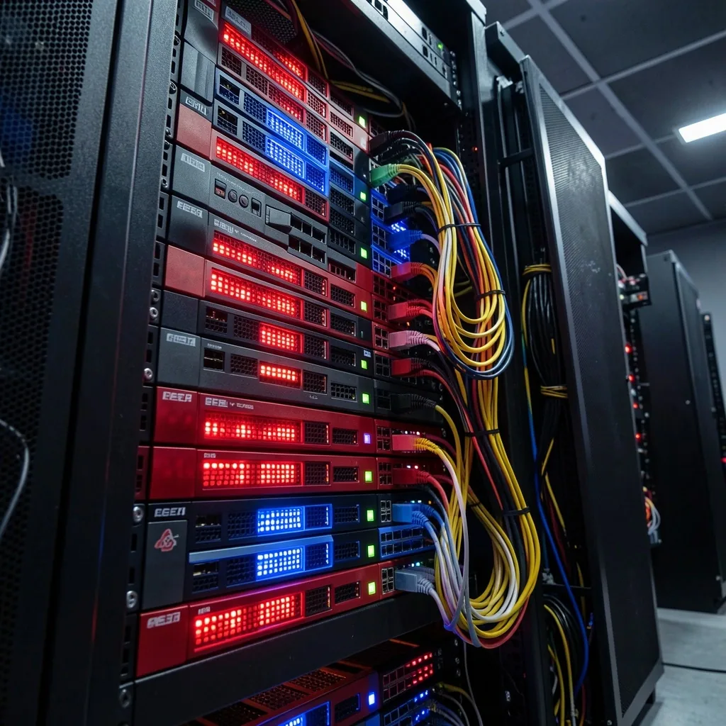 Rack de comunicaciones y switches de red